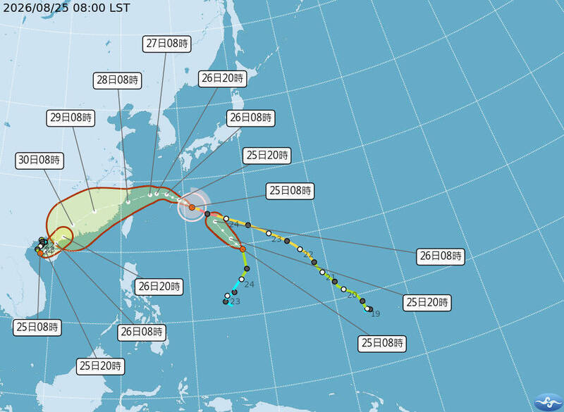 沙德爾颱風減弱為中度 暴風圈可能籠罩台北至彰化