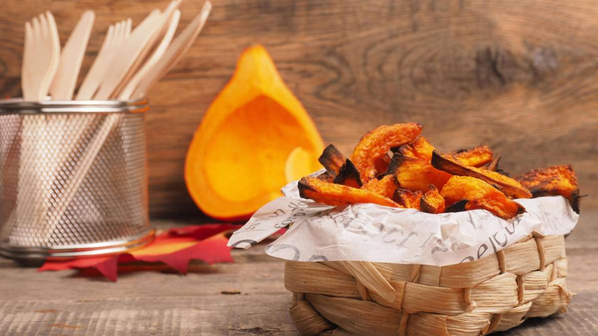 Überbackene Kürbis-Pommes und die gesundheitlichen Vorteile von Kürbiskernen