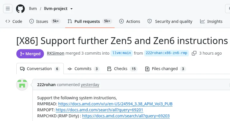 LLVM Adds Support for AMD’s RMPCHKD, RMPREAD, and RMPOPT Instructions