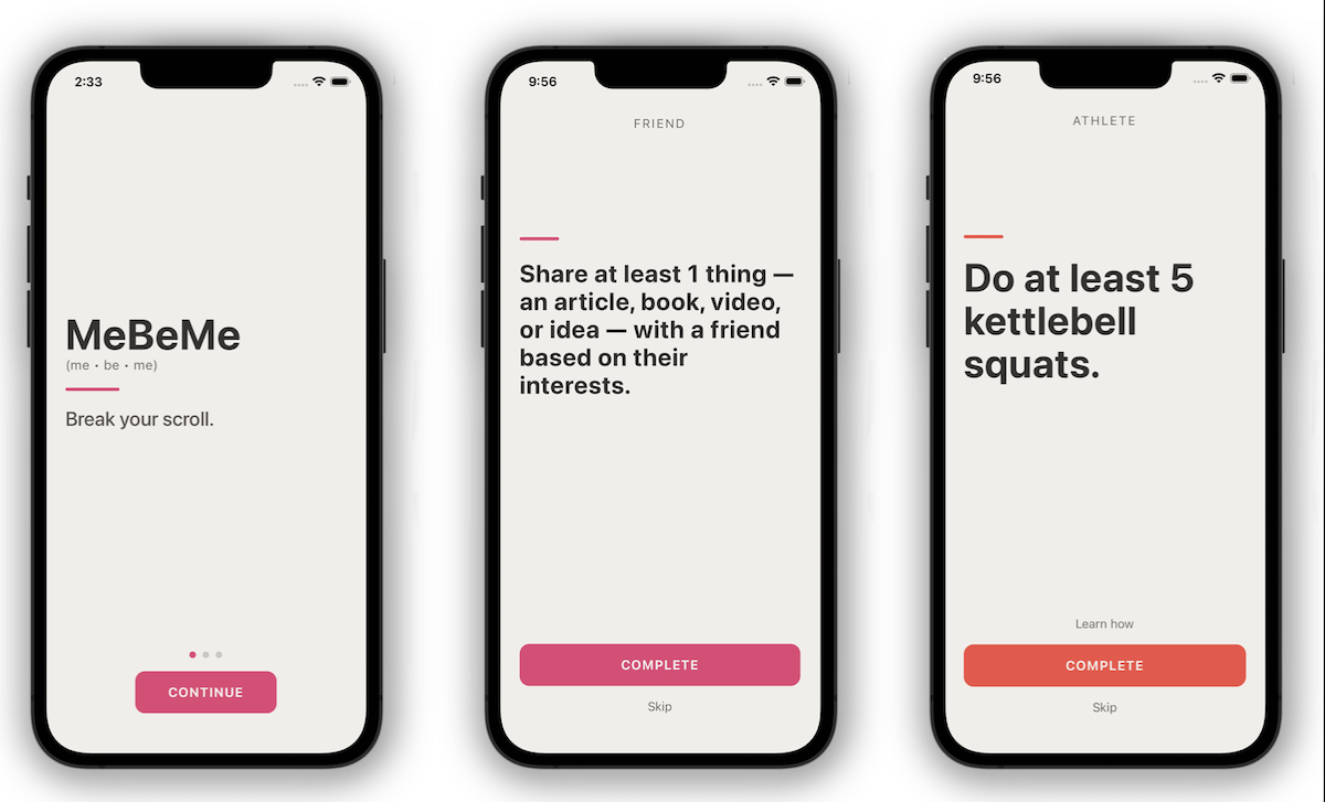 MeBeMe App zielt darauf ab, endloses Scrollen mit positiven Aufgaben zu reduzieren