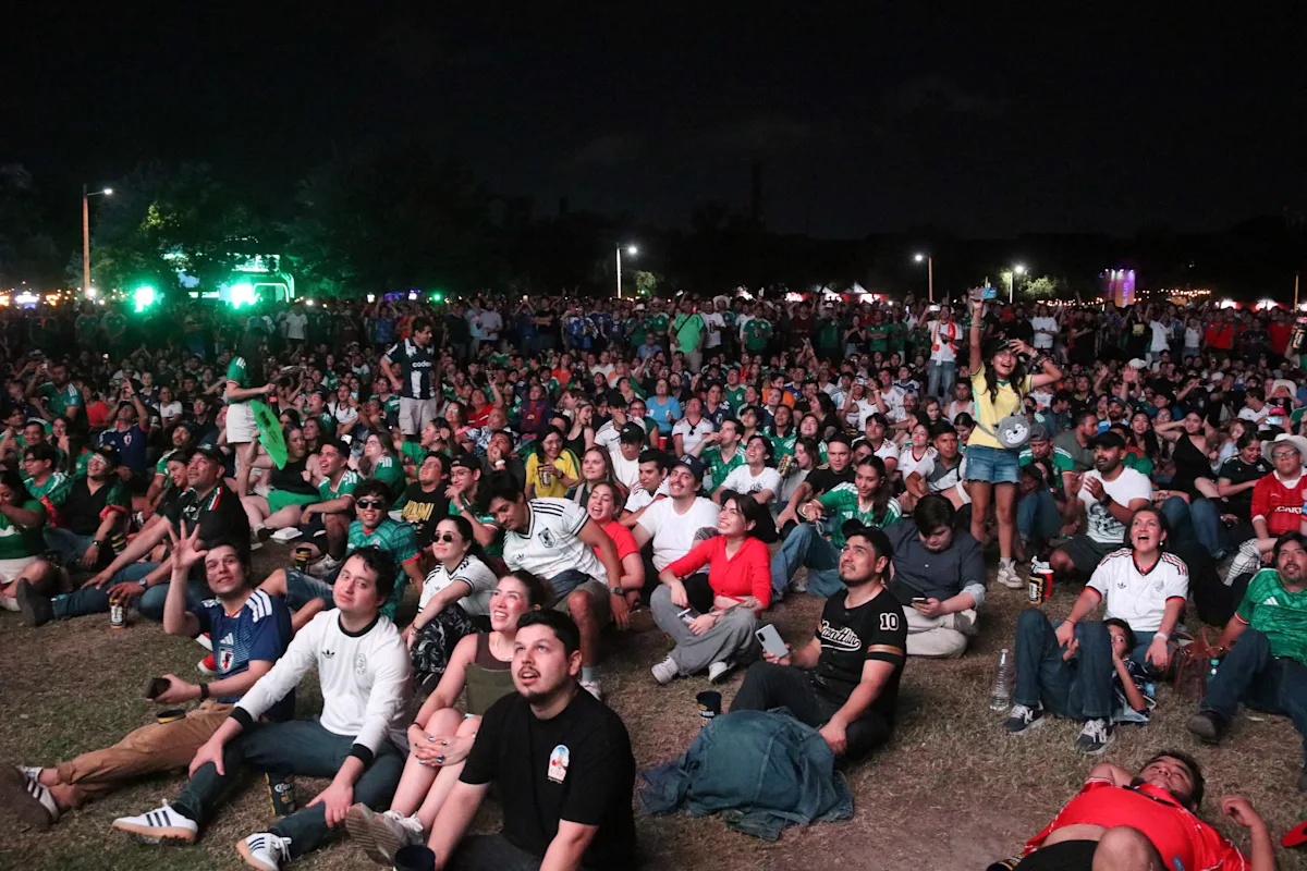 Mexico Fans Create Beer-Cup Bridge at World Cup Festival