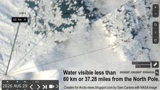 Open Water Patches Appear Close to North Pole