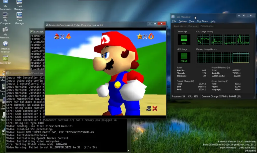 ReactOS Runs x86_64 Games on ARM64 with FEX Emulator