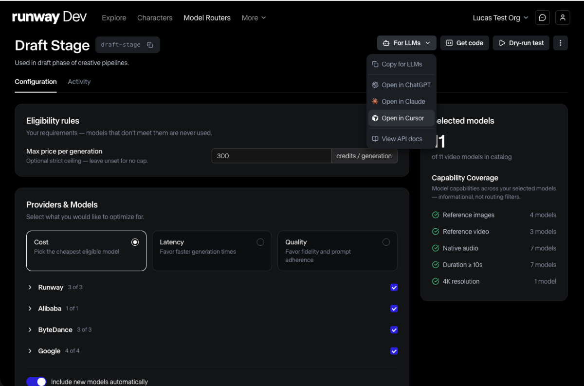 Runway startet AI-Modell-Router für generative Medien