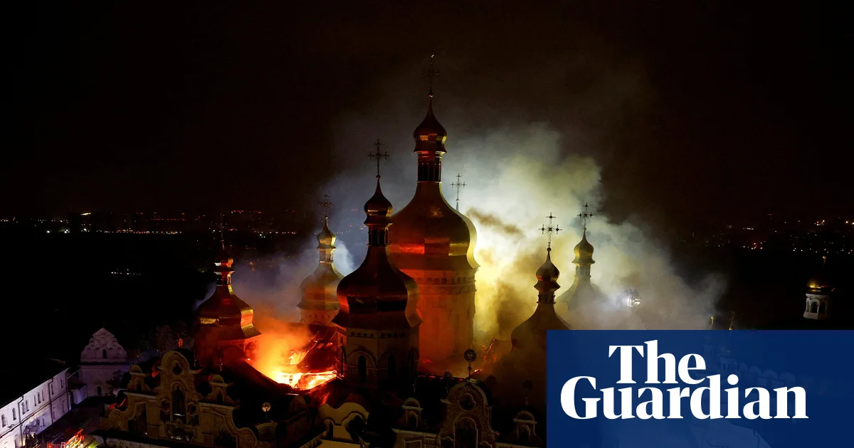 Russian Missile Strike Damages Kyiv Monastery and Residential Buildings