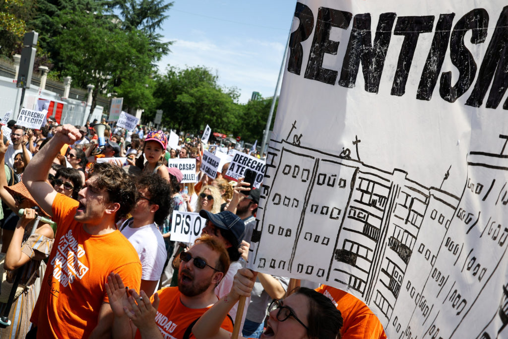 Thousands protest housing costs in Madrid