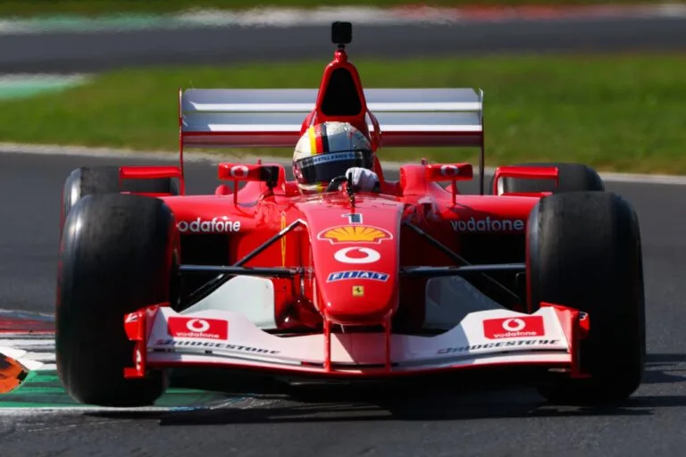 Vettel Honors Schumacher with Ferrari F2002 Drive